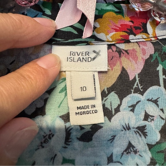 River Island floral print blouse green floral button down - Picture 4 of 10
